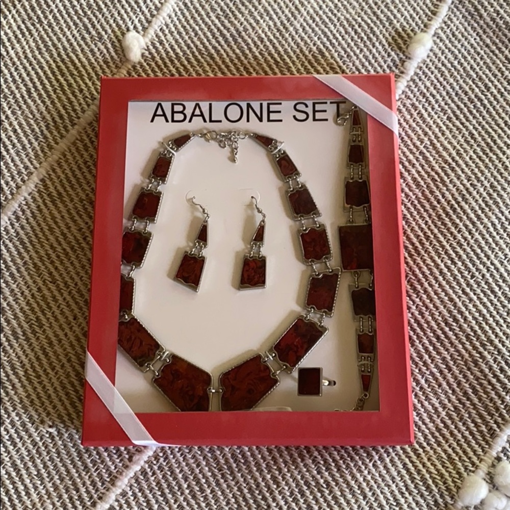 Necklace, earring, bracelet, adjustable ring set